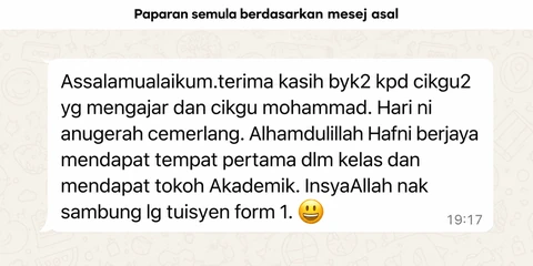 Paparan semula mesej Waris Hafni Adelia