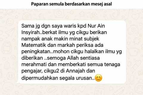 Paparan semula mesej Waris Nur Syifa