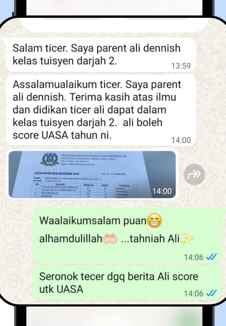Tangkap layar asal maklum balas Waris Ali