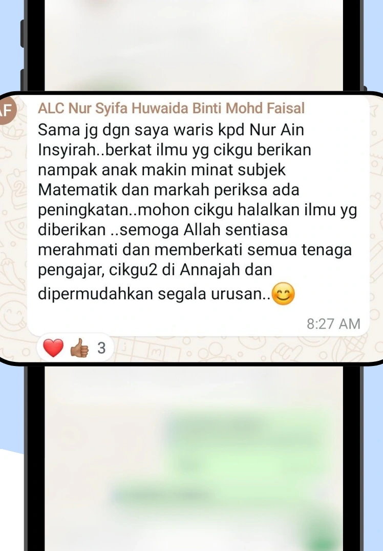 Tangkap layar asal maklum balas Waris Syifa